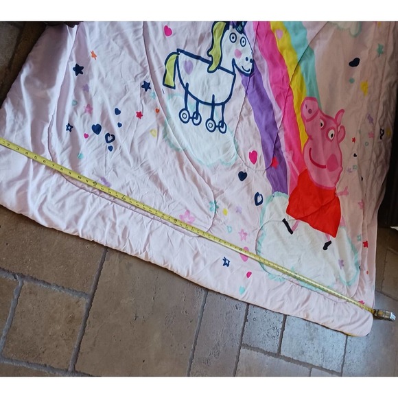 2003 PEPPA PIG & UNICORN Twin Comforter Pink & Rainbow Reversible Vintage Dorm - Picture 6 of 15